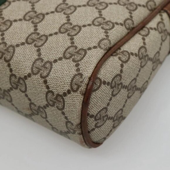 GUCCI GG Supreme Web Sherry Line Clutch Bag PVC Beige Gold - Picture 11 of 14